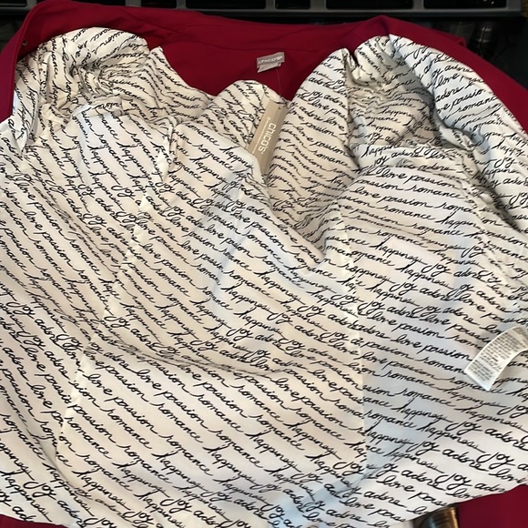 Chico’s LS jacket ponte mulberry red Size 1 8 M - Picture 12 of 16